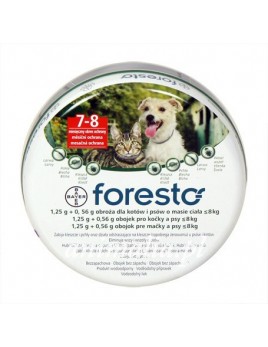 Foresto antkaklis nuo blusų ir erkių šunims ir katėms iki 8kg, saugo iki 7-8 mėn.