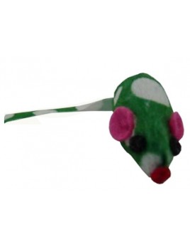 Žaislas žaliai balta pelė su barškučiu